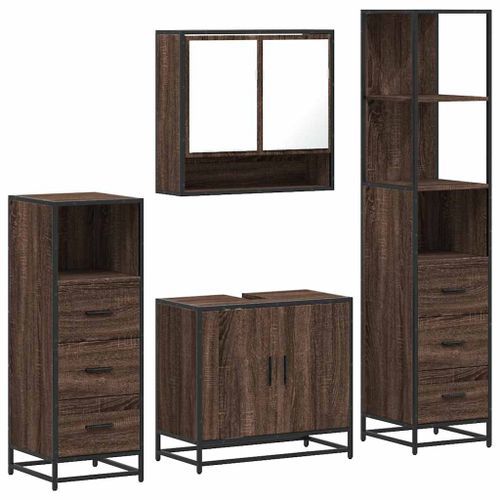 Ensemble de meubles de salle de bain 4 pcs chêne marron - Photo n°2; ?>