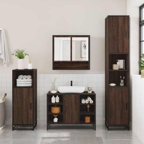 Ensemble de meubles de salle de bain 4 pcs chêne marron - Photo n°3; ?>