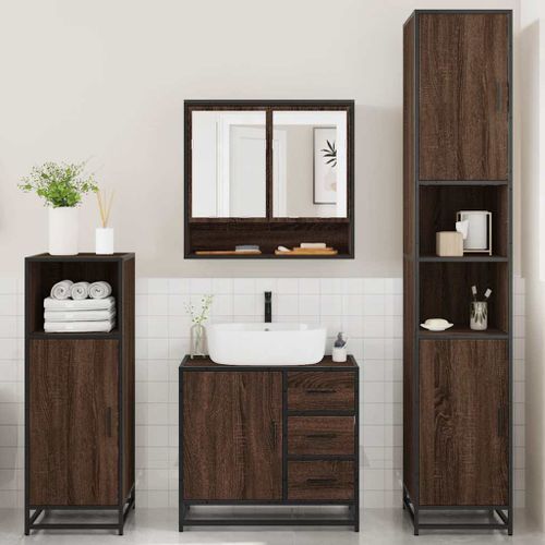 Ensemble de meubles de salle de bain 4 pcs chêne marron - Photo n°3; ?>