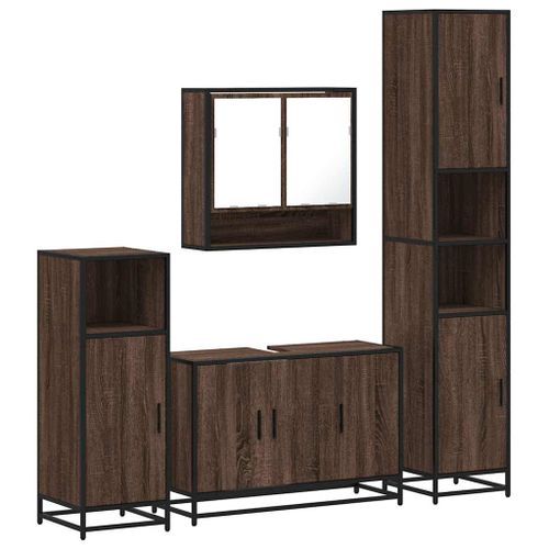 Ensemble de meubles de salle de bain 4 pcs chêne marron - Photo n°2; ?>