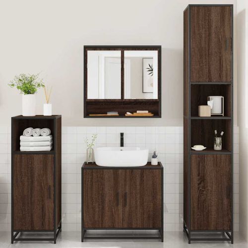 Ensemble de meubles de salle de bain 4 pcs chêne marron - Photo n°3; ?>