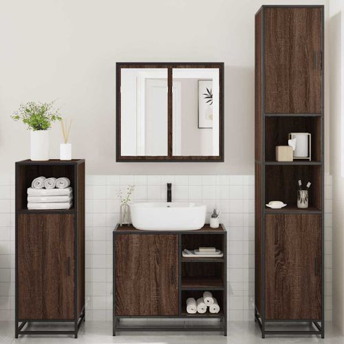 Ensemble de meubles de salle de bain 4 pcs chêne marron - Photo n°3; ?>