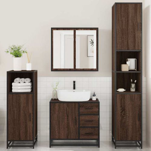 Ensemble de meubles de salle de bain 4 pcs chêne marron - Photo n°3; ?>