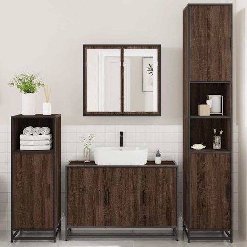 Ensemble de meubles de salle de bain 4 pcs chêne marron - Photo n°3; ?>