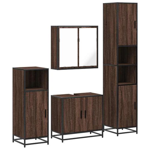 Ensemble de meubles de salle de bain 4 pcs chêne marron - Photo n°2; ?>