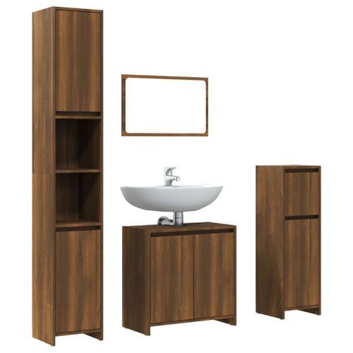 Ensemble de meubles de salle de bain 4 pcs Chêne marron - Photo n°2; ?>