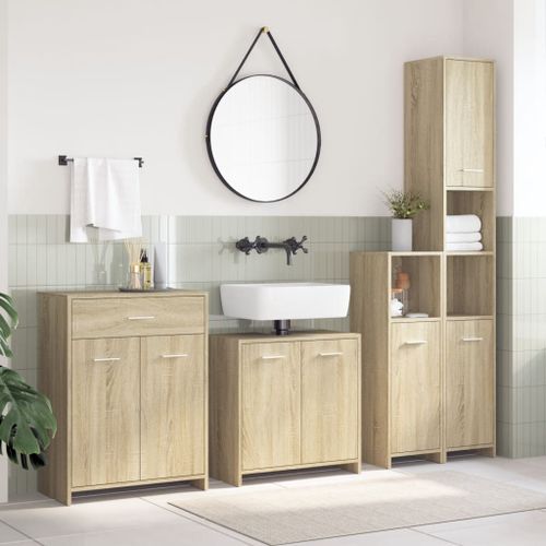 Ensemble de meubles de salle de bain 4 pcs chêne sonoma - Photo n°3; ?>