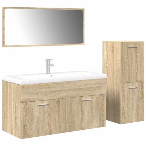 Ensemble de meubles de salle de bain 4 pcs chêne sonoma - Photo n°2; ?>