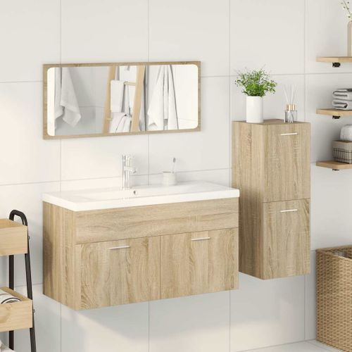 Ensemble de meubles de salle de bain 4 pcs chêne sonoma - Photo n°3; ?>