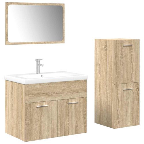 Ensemble de meubles de salle de bain 4 pcs chêne sonoma - Photo n°2; ?>