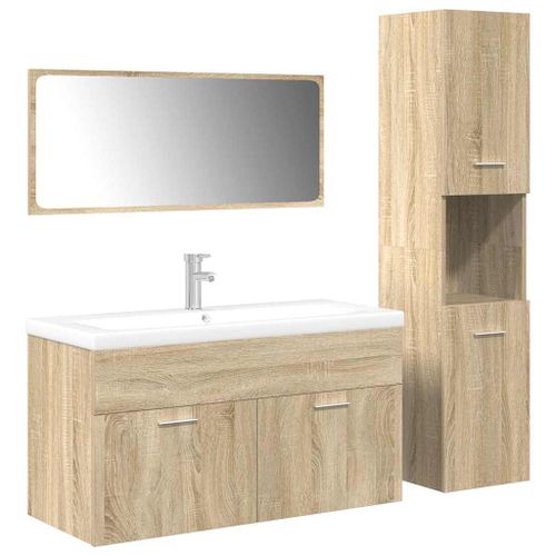 Ensemble de meubles de salle de bain 4 pcs chêne sonoma - Photo n°2; ?>