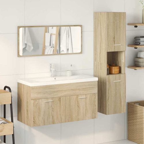 Ensemble de meubles de salle de bain 4 pcs chêne sonoma - Photo n°3; ?>