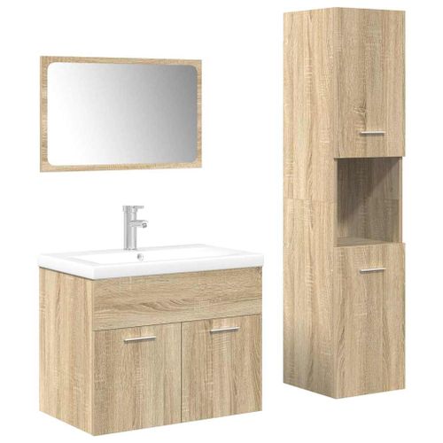 Ensemble de meubles de salle de bain 4 pcs chêne sonoma - Photo n°2; ?>