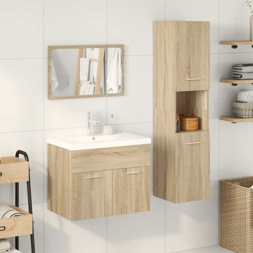 Ensemble de meubles de salle de bain 4 pcs chêne sonoma - Photo n°3; ?>