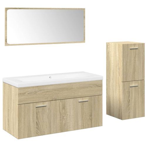 Ensemble de meubles de salle de bain 4 pcs chêne sonoma - Photo n°2; ?>