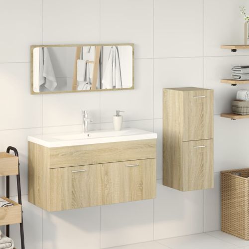 Ensemble de meubles de salle de bain 4 pcs chêne sonoma - Photo n°3; ?>