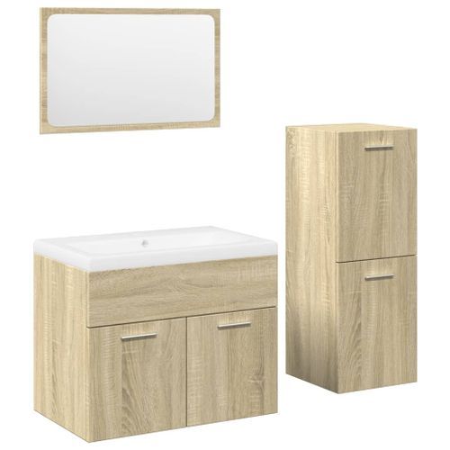 Ensemble de meubles de salle de bain 4 pcs chêne sonoma - Photo n°2; ?>