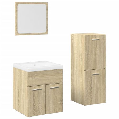 Ensemble de meubles de salle de bain 4 pcs chêne sonoma - Photo n°2; ?>