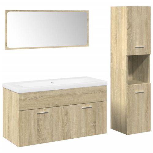 Ensemble de meubles de salle de bain 4 pcs chêne sonoma - Photo n°2; ?>