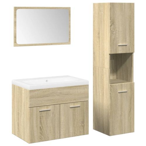 Ensemble de meubles de salle de bain 4 pcs chêne sonoma - Photo n°2; ?>