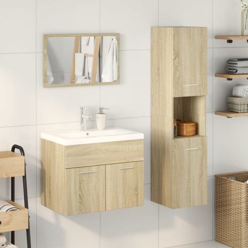 Ensemble de meubles de salle de bain 4 pcs chêne sonoma - Photo n°3; ?>