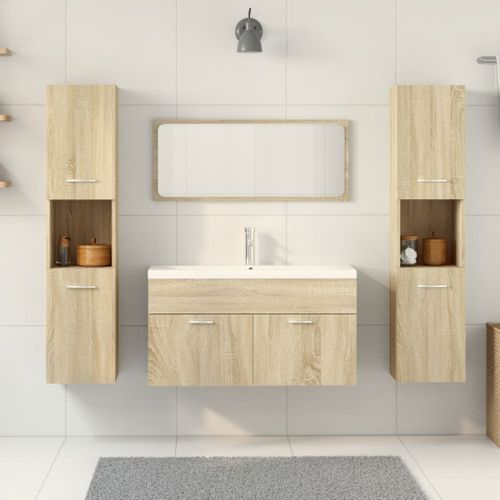 Ensemble de meubles de salle de bain 4 pcs chêne sonoma - Photo n°3; ?>