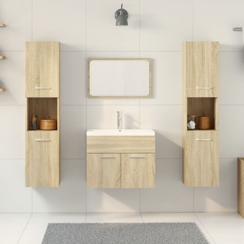 Ensemble de meubles de salle de bain 4 pcs chêne sonoma - Photo n°3; ?>