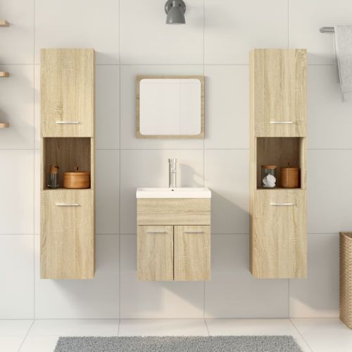 Ensemble de meubles de salle de bain 4 pcs chêne sonoma - Photo n°3; ?>