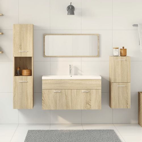 Ensemble de meubles de salle de bain 4 pcs chêne sonoma - Photo n°3; ?>