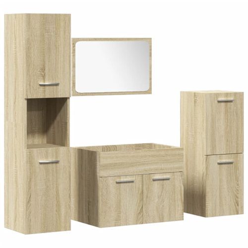 Ensemble de meubles de salle de bain 4 pcs chêne sonoma - Photo n°2; ?>