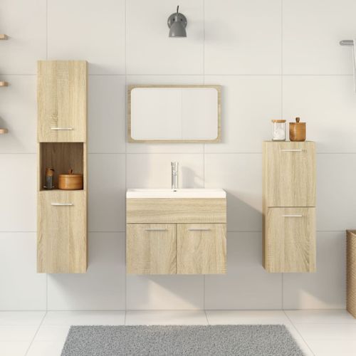 Ensemble de meubles de salle de bain 4 pcs chêne sonoma - Photo n°3; ?>