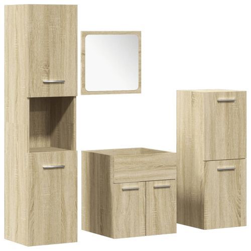 Ensemble de meubles de salle de bain 4 pcs chêne sonoma - Photo n°2; ?>