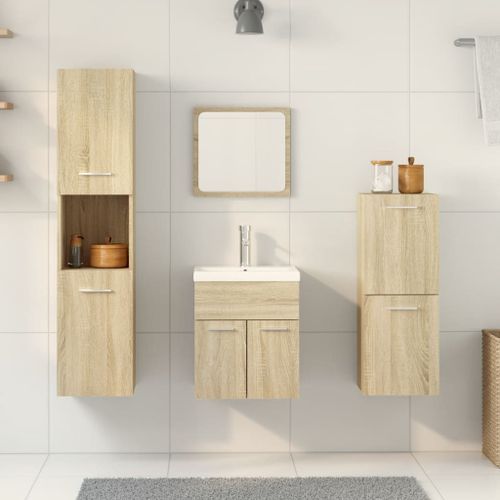 Ensemble de meubles de salle de bain 4 pcs chêne sonoma - Photo n°3; ?>