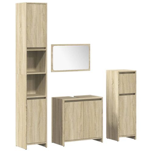 Ensemble de meubles de salle de bain 4 pcs chêne sonoma - Photo n°2; ?>