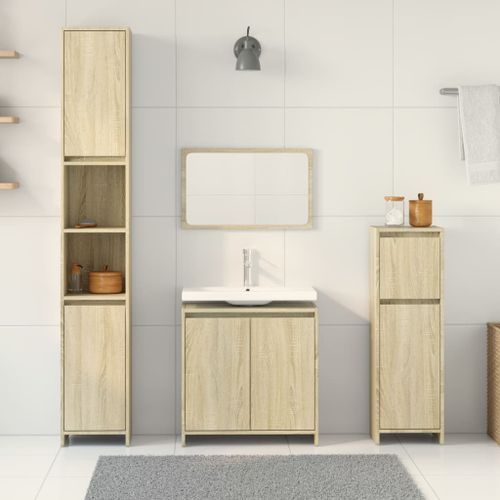 Ensemble de meubles de salle de bain 4 pcs chêne sonoma - Photo n°3; ?>