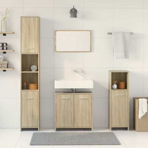 Ensemble de meubles de salle de bain 4 pcs chêne sonoma - Photo n°3; ?>