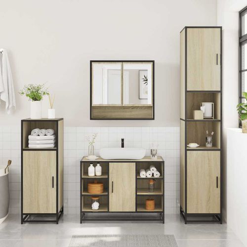 Ensemble de meubles de salle de bain 4 pcs chêne sonoma - Photo n°3; ?>