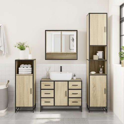 Ensemble de meubles de salle de bain 4 pcs chêne sonoma - Photo n°3; ?>