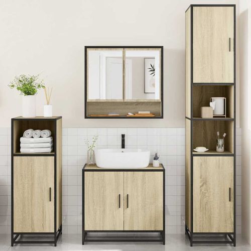 Ensemble de meubles de salle de bain 4 pcs chêne sonoma - Photo n°3; ?>