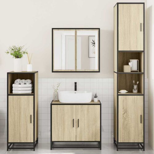 Ensemble de meubles de salle de bain 4 pcs chêne sonoma - Photo n°3; ?>