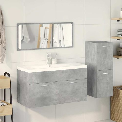 Ensemble de meubles de salle de bain 4 pcs gris béton - Photo n°3; ?>