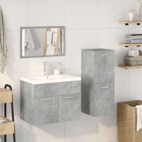 Ensemble de meubles de salle de bain 4 pcs gris béton - Photo n°3; ?>