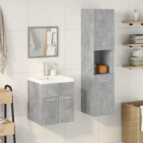 Ensemble de meubles de salle de bain 4 pcs gris béton - Photo n°2; ?>