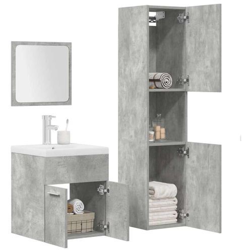 Ensemble de meubles de salle de bain 4 pcs gris béton - Photo n°3; ?>