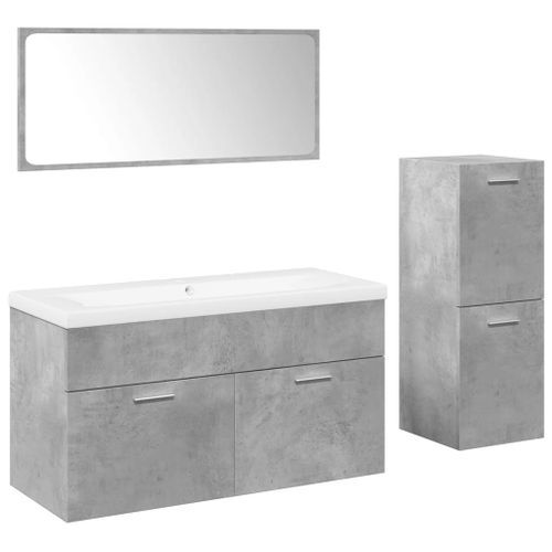 Ensemble de meubles de salle de bain 4 pcs gris béton - Photo n°2; ?>