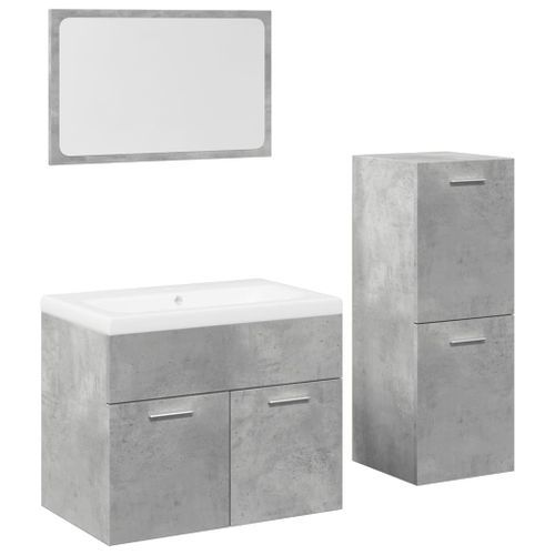 Ensemble de meubles de salle de bain 4 pcs gris béton - Photo n°2; ?>