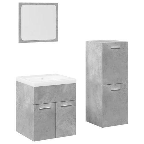 Ensemble de meubles de salle de bain 4 pcs gris béton - Photo n°2; ?>