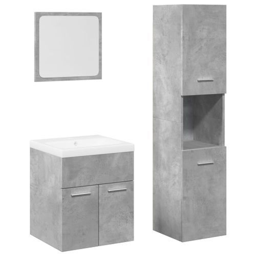 Ensemble de meubles de salle de bain 4 pcs gris béton - Photo n°2; ?>