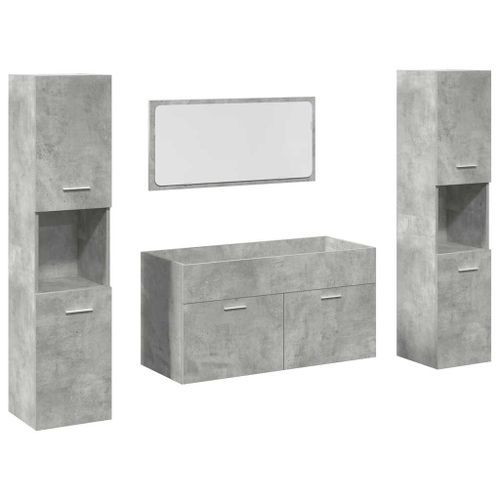 Ensemble de meubles de salle de bain 4 pcs gris béton - Photo n°2; ?>