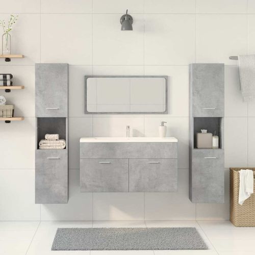 Ensemble de meubles de salle de bain 4 pcs gris béton - Photo n°3; ?>